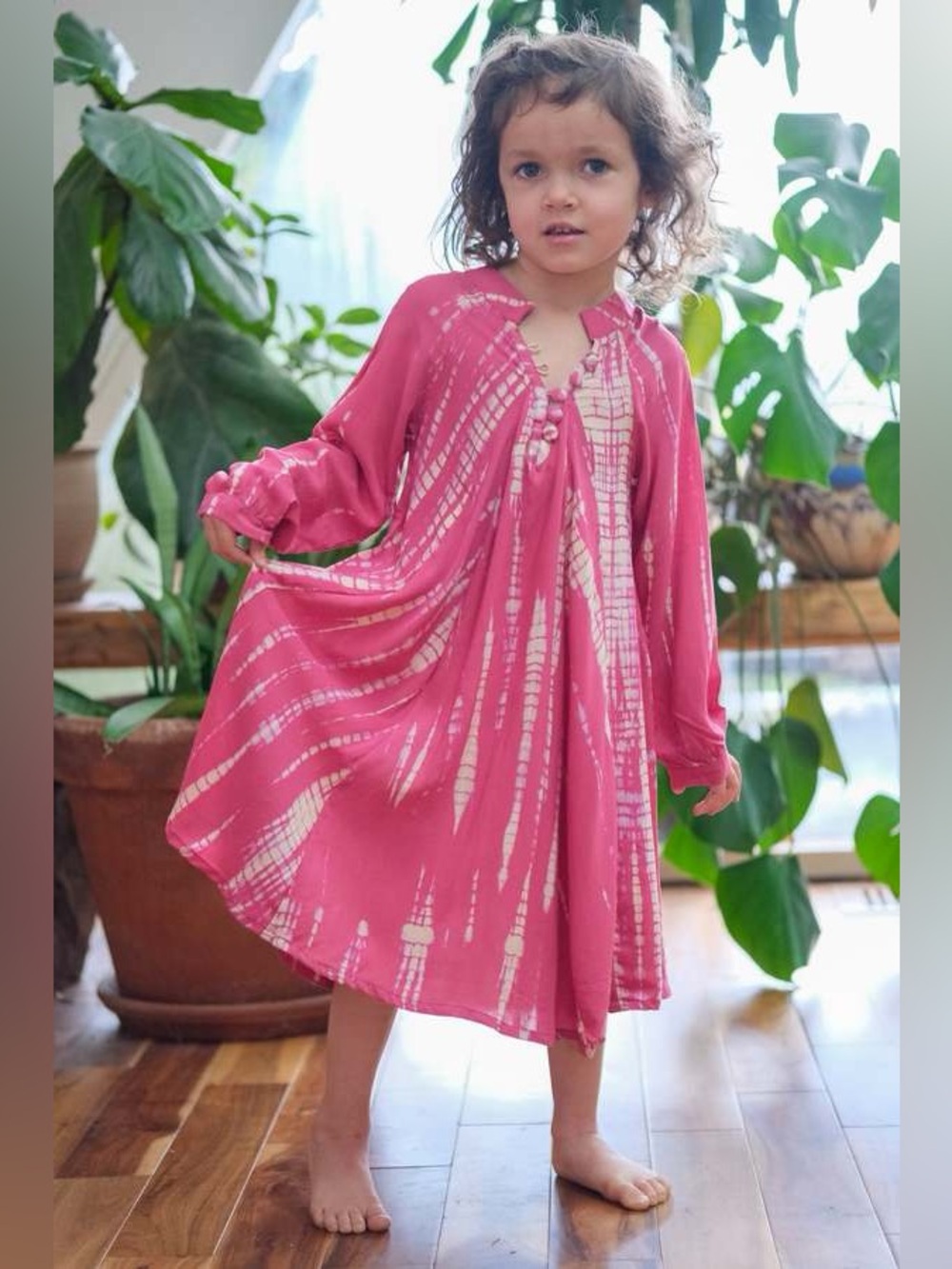 Natalie Martin Kids Fiore Maxi Dress Pink Tie Dye XS Boho Girls Dress